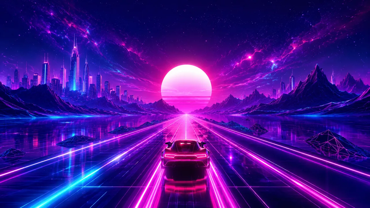Neon Velocity. Chasing the horizon at the speed of light